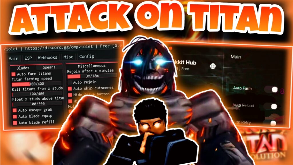 [OP!]⚔️Roblox attack on titan revolution⚔️|top 2 best script auto farm titan|Violet & Tekkit Hub|