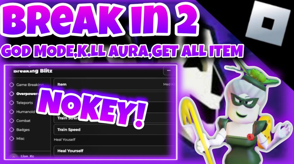 [VERY OP]Roblox break in 2|script god mode,k.ll aura,get all item, training,TP,speed,more..|*NO KEY*