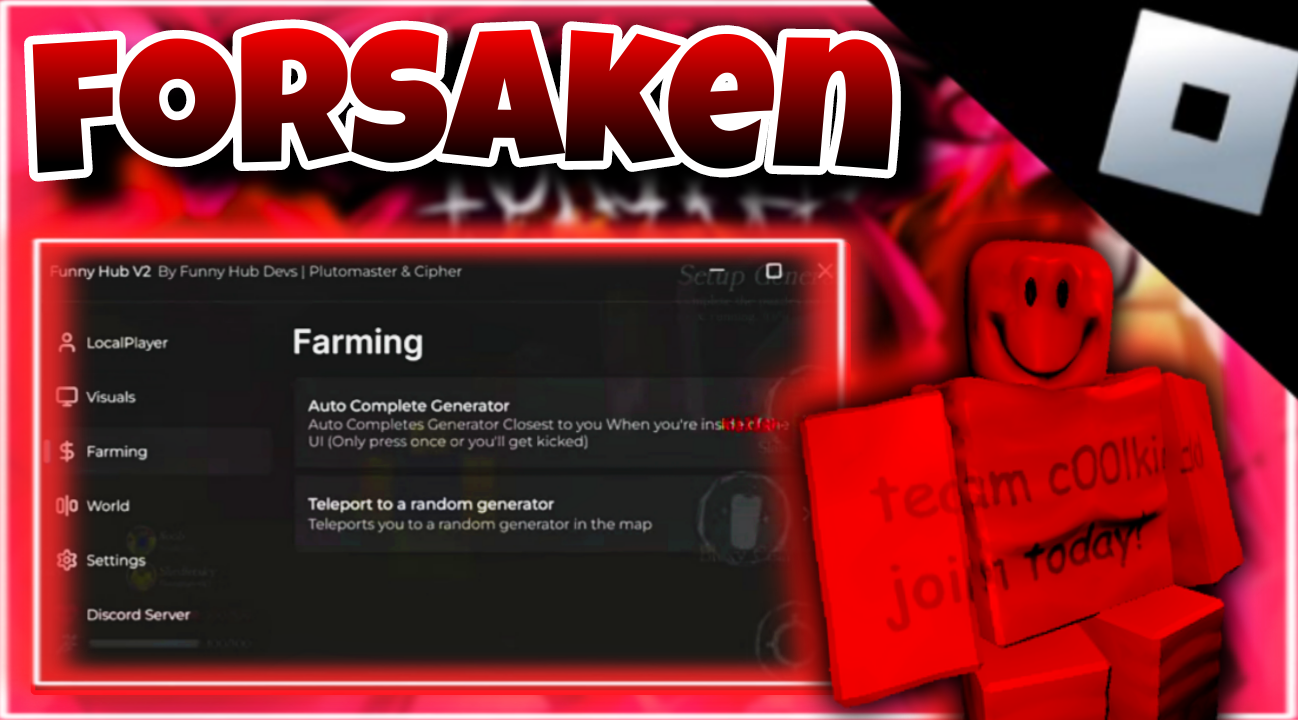 [OP]Roblox Forsaken|best script auto farm generator,inf satamina,esp,speed,..|Mobile/PC|*KEYLESS*