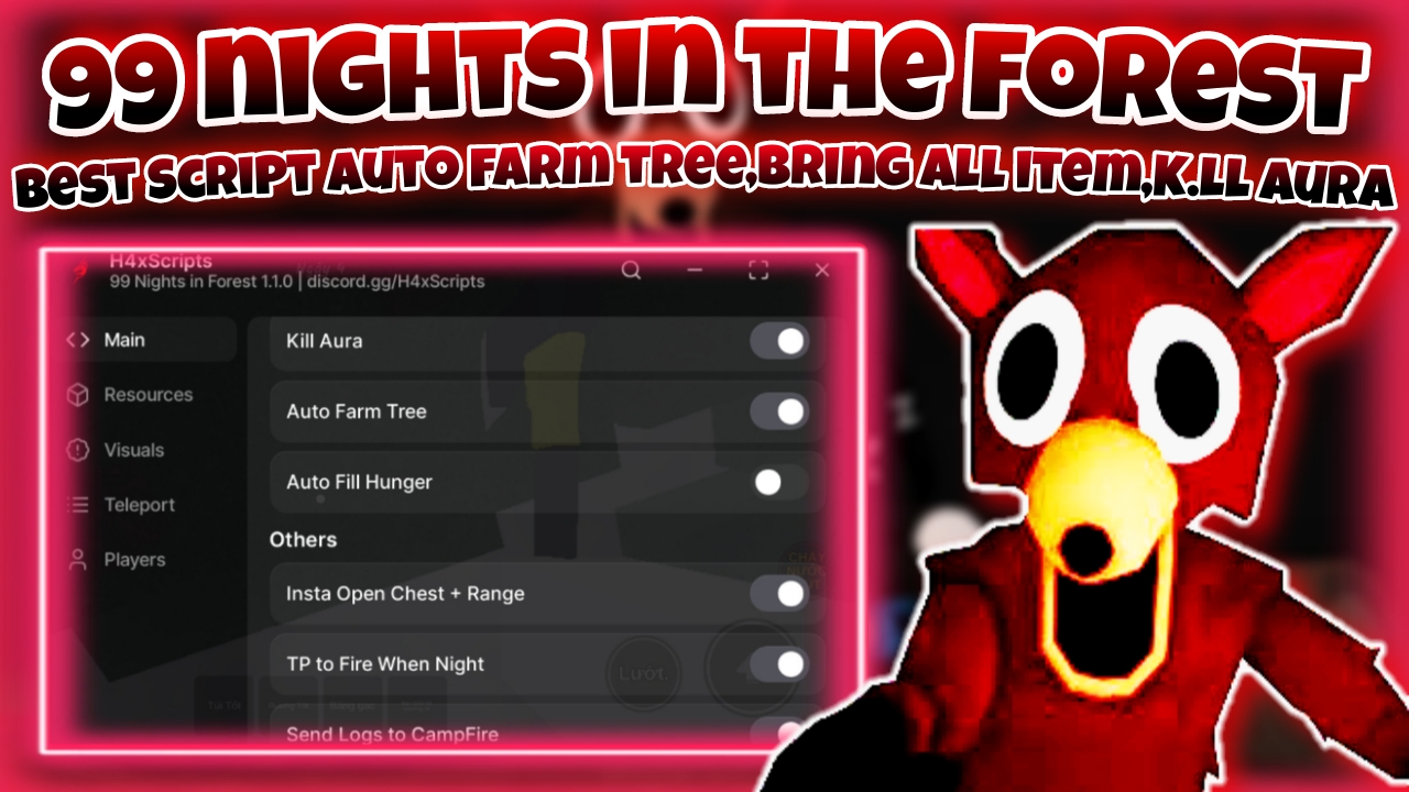 [OP!]Roblox 99 nights in the forest🔦|Best Script auto farm tree,Bring all item|H4xScript|*KEYLESS*