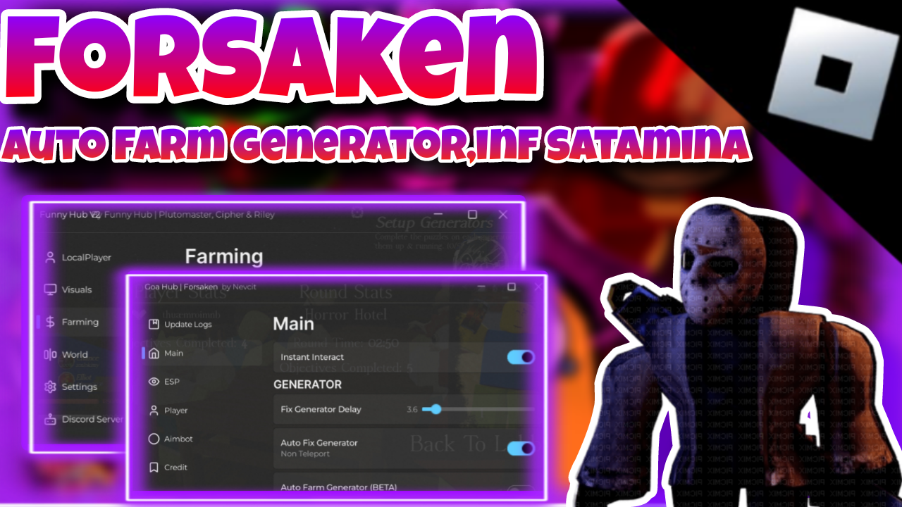 [OP]Roblox Forsaken|Top 2 best script|Auto generator,inf satamina,esp,auto block,aim|*KEYLESS*