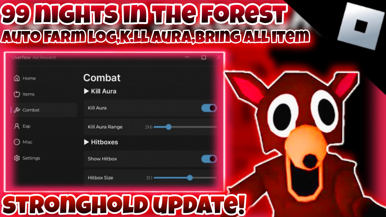 [stronghold update]Roblox 99 nights in the forest|best script auto farm log,K.ll Aura,Bring all item