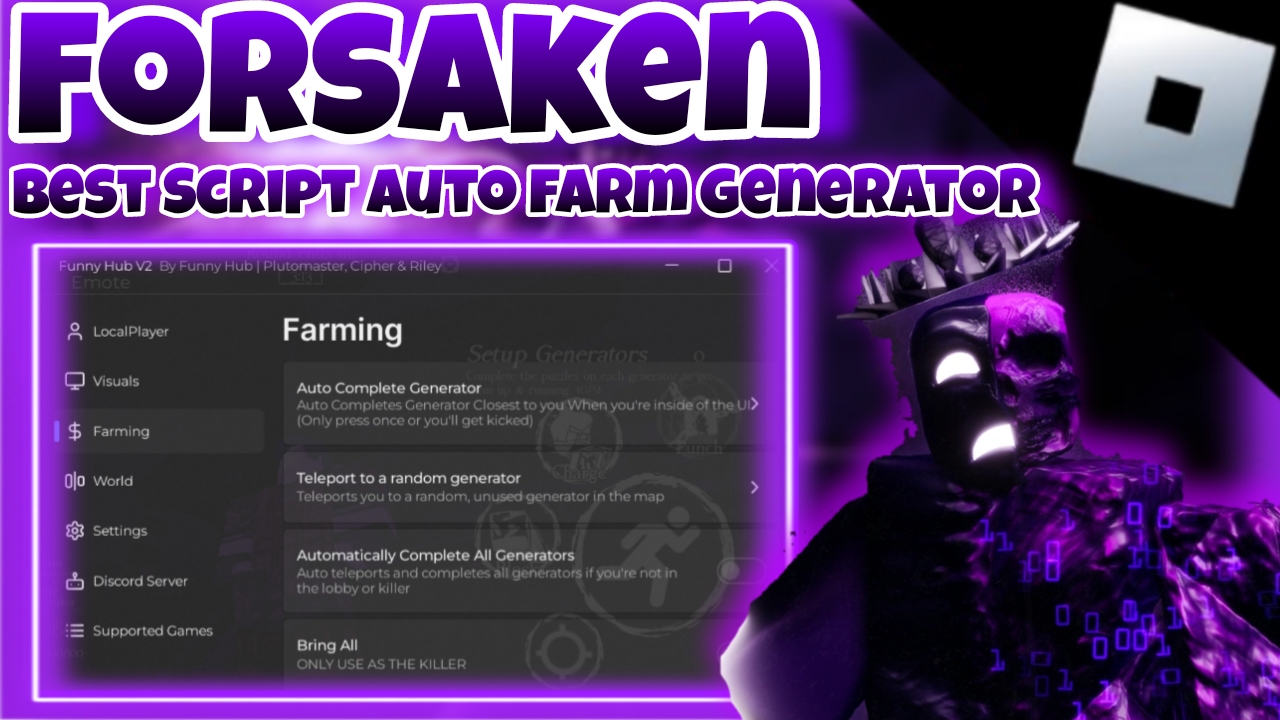 [Noli🎭]Roblox Forsaken|best script auto farm generator,infsaitamina|Mobile/PC|Funny Hub V2|*KEYLESS*