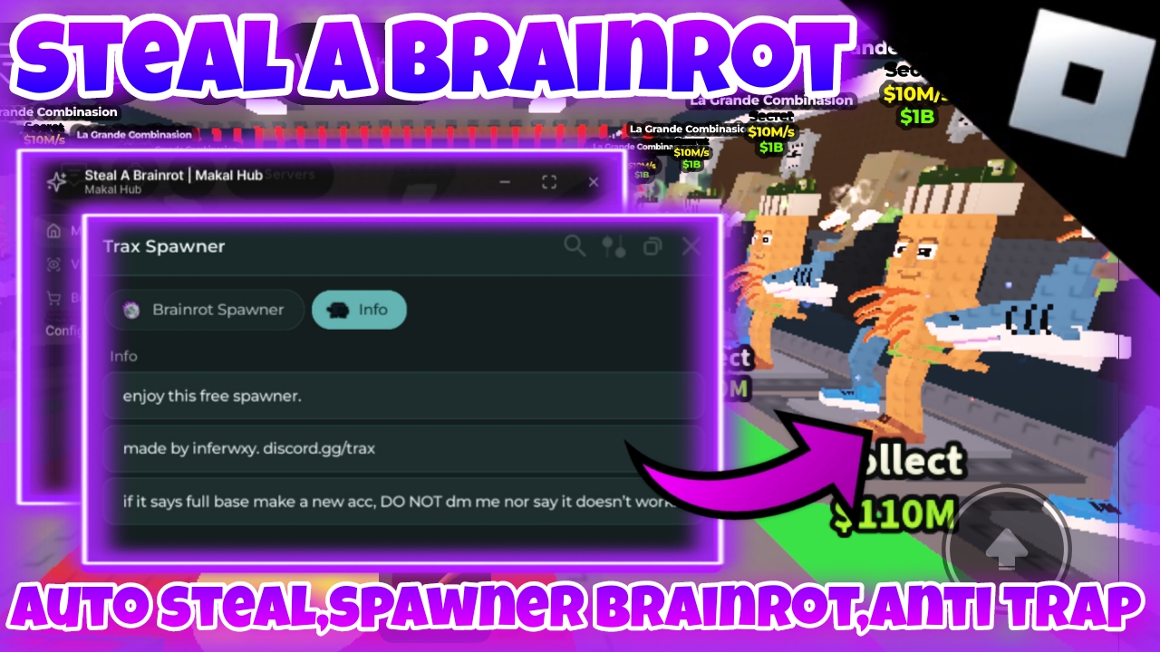 [OP]Roblox steal a brainrot|Top 3 best Script auto steal,spawner brainrot,anti trap|*KEYLESS*