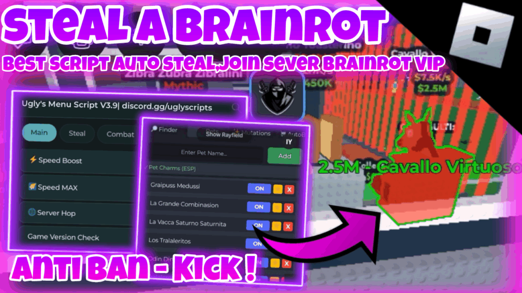 [OP]Roblox Steal a brainrot|Best script auto steal,join sever brainrot Vip|Anti Ban – Kick|*FREE*