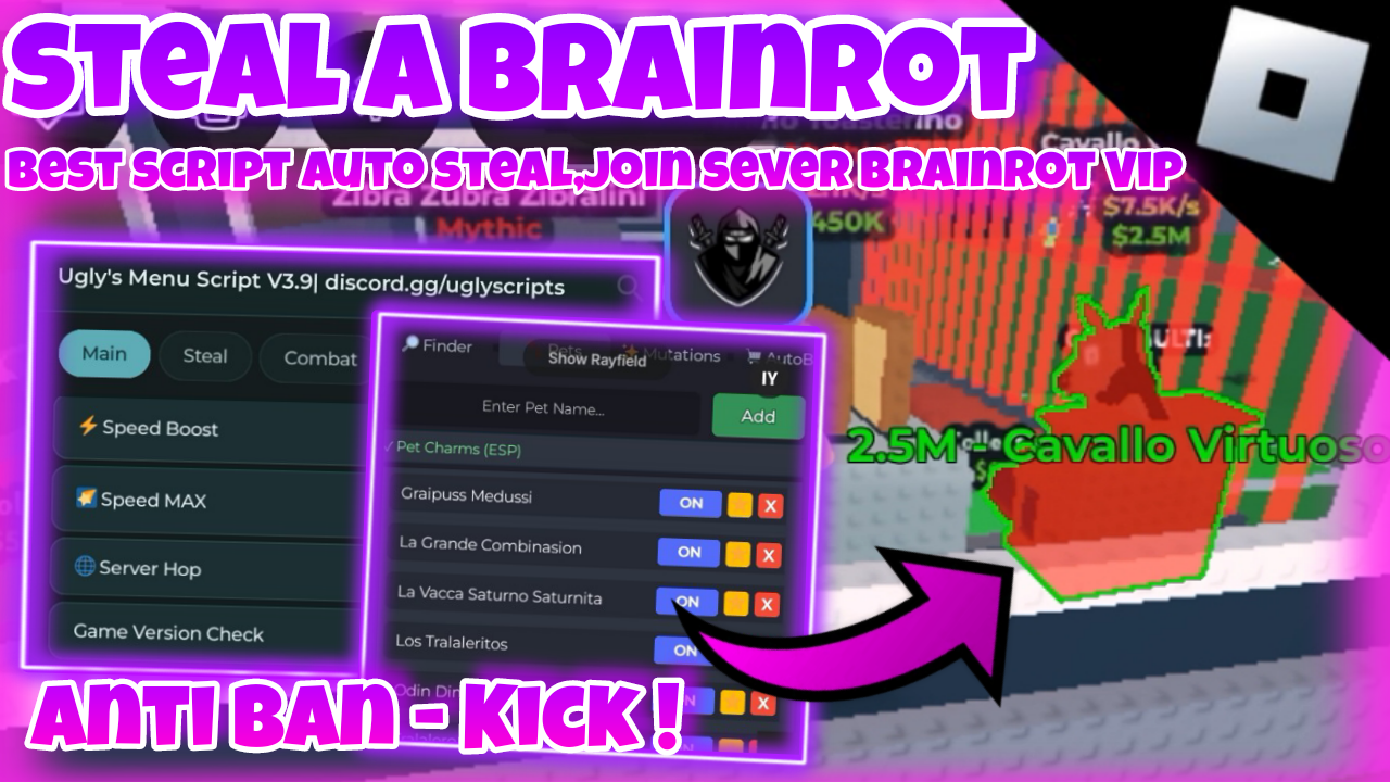[OP]Roblox Steal a brainrot|Best script auto steal,join sever brainrot Vip|Anti Ban – Kick|*FREE*