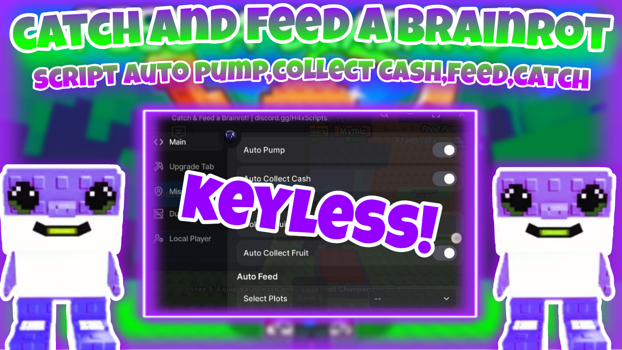 [OP]Roblox catch and feed a brainrot|best script auto pump,collect cash,feed,catch|H4xscript|Keyless