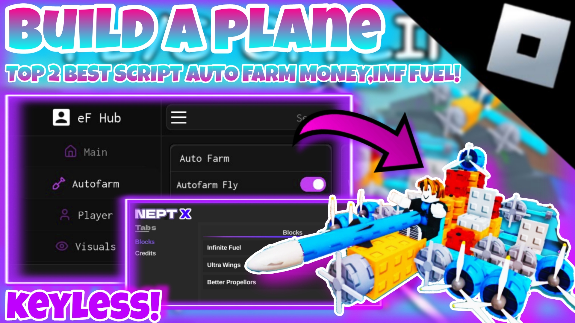 [OP]✈️Roblox build a plane✈️|Best script auto farm Money,fly|EF Hub|*KEYLESS*