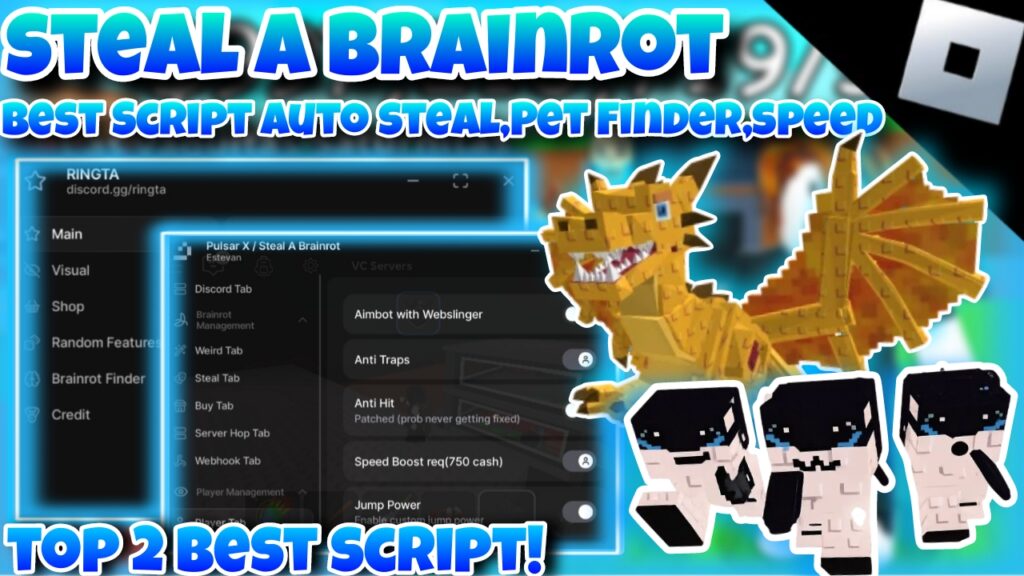 [OP]🪐Roblox Steal a brainrot🪐|Top 2 Best Script auto steal,pet Finder,speed|RingTa & Pulsar X|*FREE*