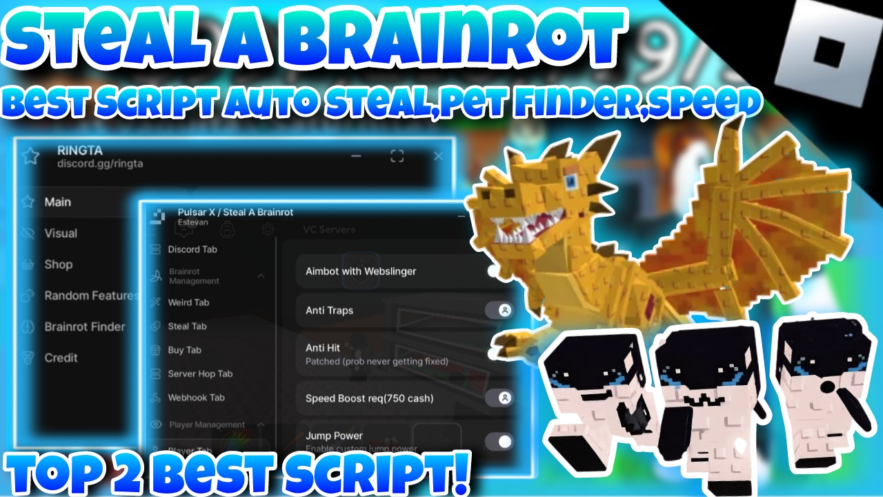 [OP]🪐Roblox Steal a brainrot🪐|Top 2 Best Script auto steal,pet Finder,speed|RingTa & Pulsar X|*FREE*