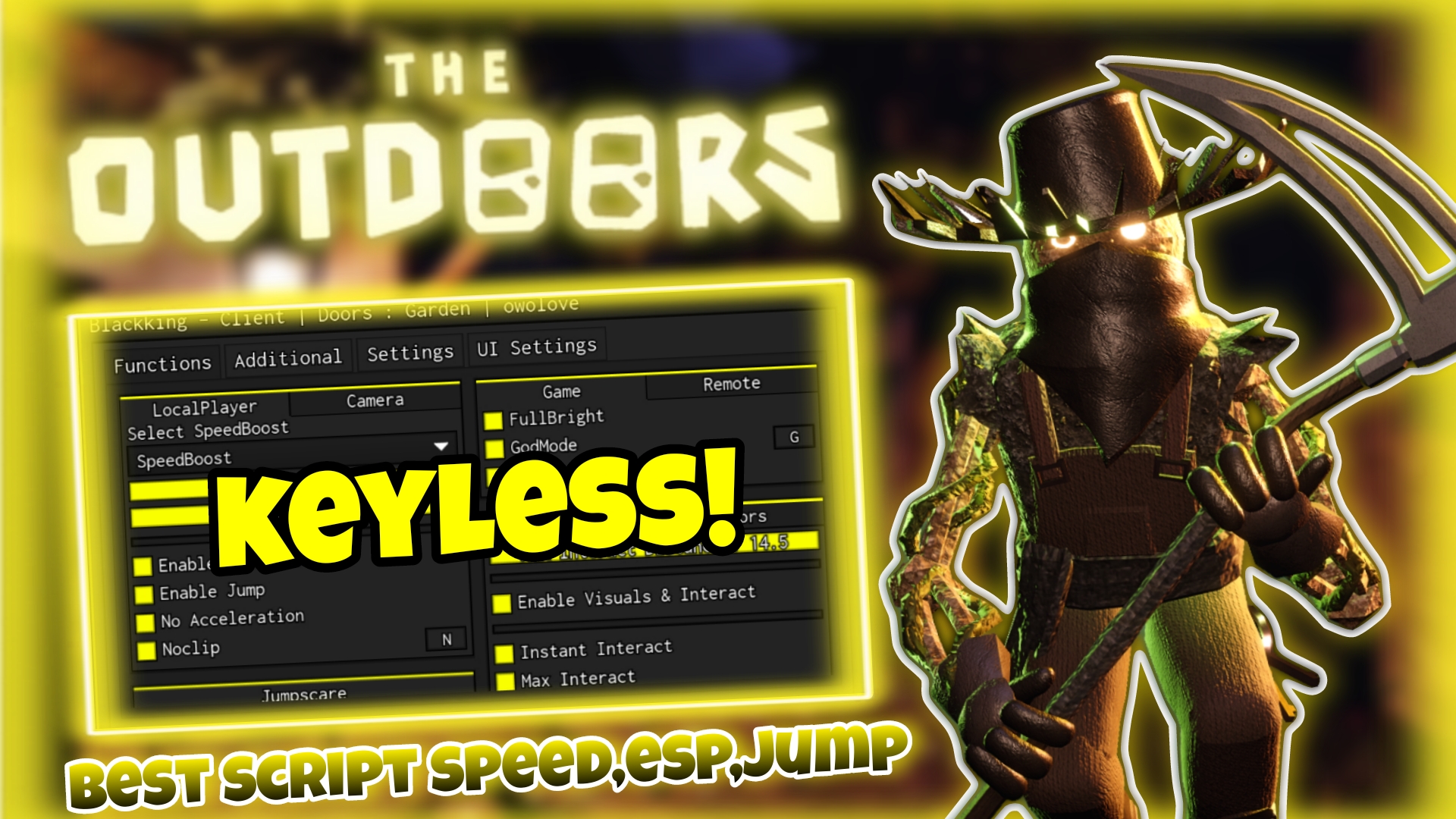 [The Outdoors]✨Roblox Doors✨|best script the Outdoors|speed,jump,esp,fullbright|Blackking|*KEYLESS*