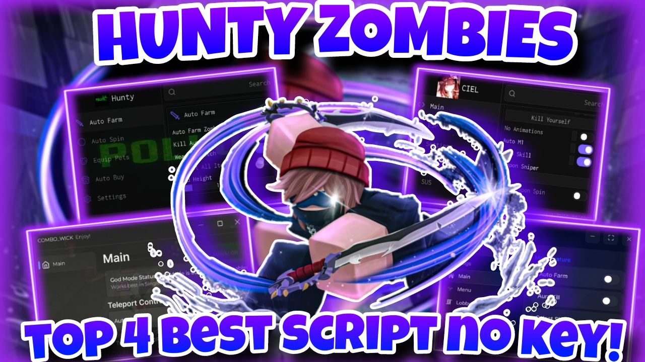 [UPDATE 2]🧟Roblox Hunty Zombies🧟|Top 4 best script No Key|auto farm zombie,join,skill,code,god mode
