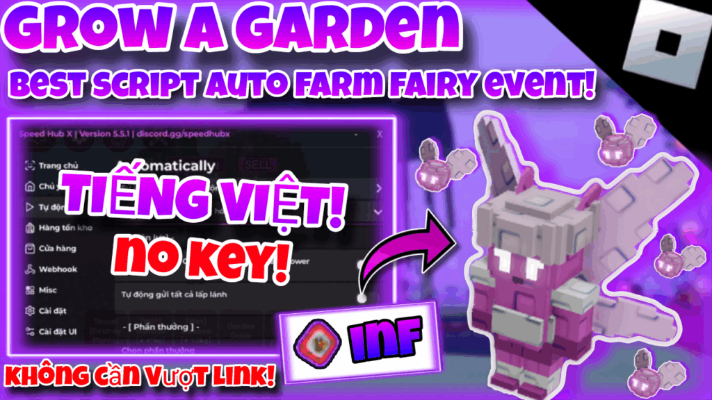 [FAIRY EVENT!]🧚Roblox Grow a Graden🧚|script speed Hub auto farm fairy event|Menu Tiếng Việt|*NO KEY*