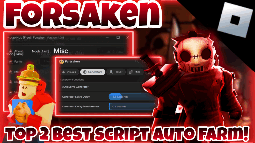 [SLASHER🔪]Roblox Forsaken|Top 2 best script auto farm|Hutao & Fartsaken|Anti Ban & Kick|OP|*FREE*