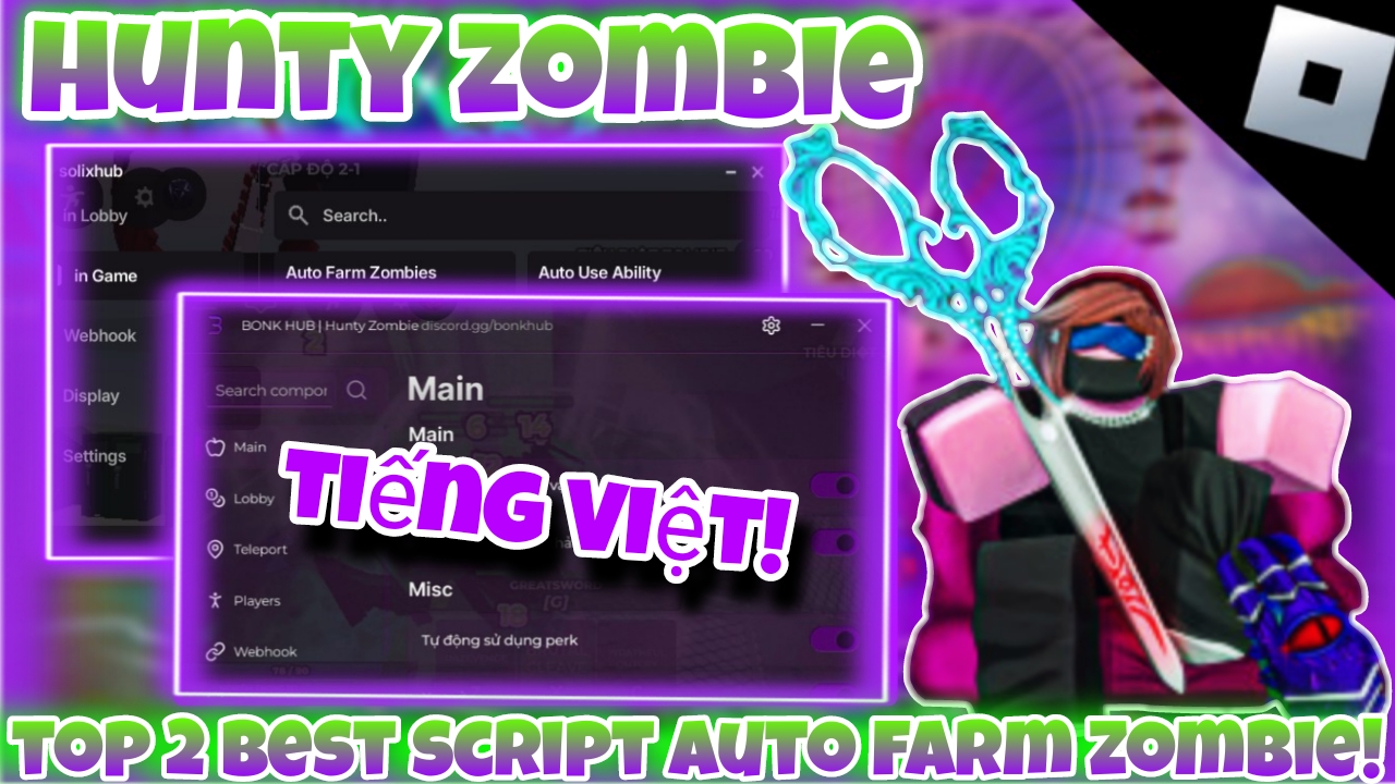 [UPDATE 2.5]🧟Roblox Hunty Zombie🧟|Top 2 best script auto farm zombie|Menu Tiếng Việt|*FREE*