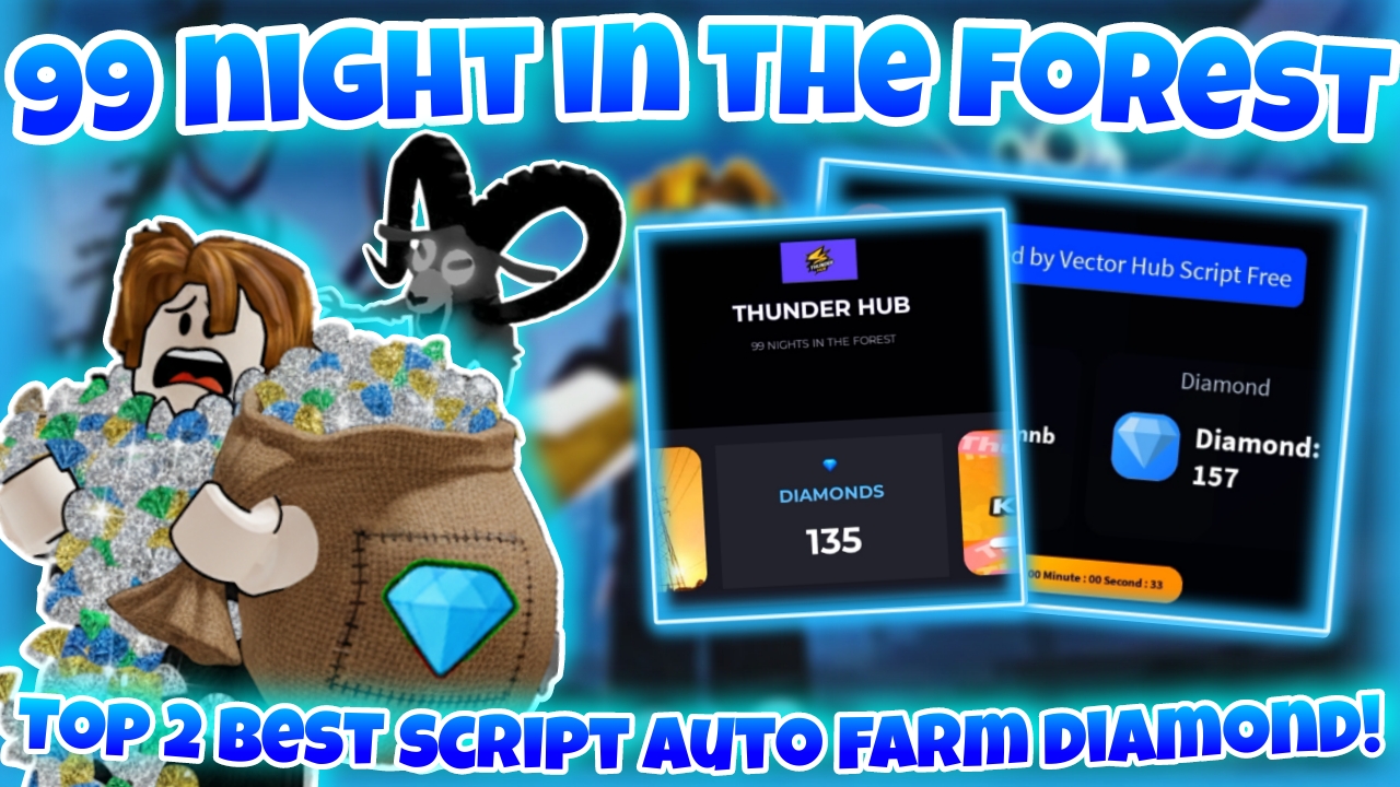 [🌋]🐏Roblox script 99 night in the forest🐏|best script auto farm diamond|Thunder & Vector|*FREE*