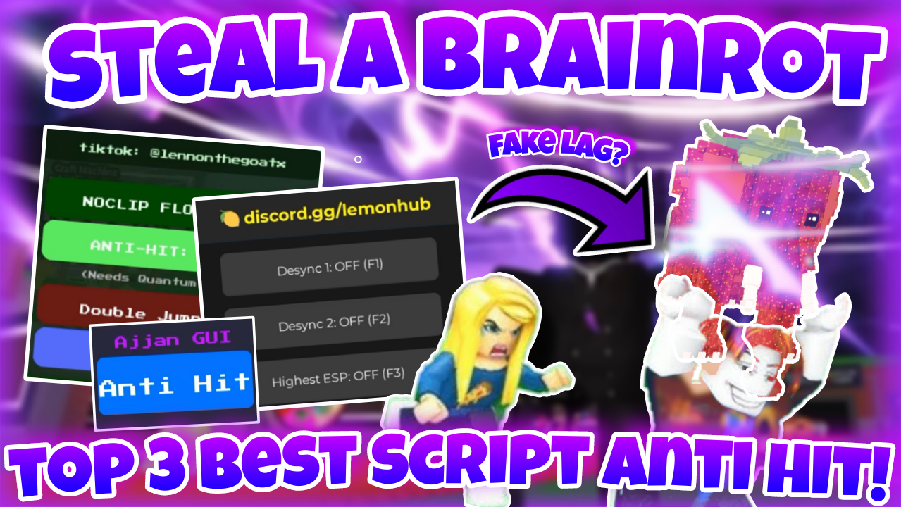 [ANTI HIT]🪐Roblox Steal a brainrot🪐|top 3 best script anti hit|*FAKE LAG*/INVISIBLE|*FREE/NO KEY*