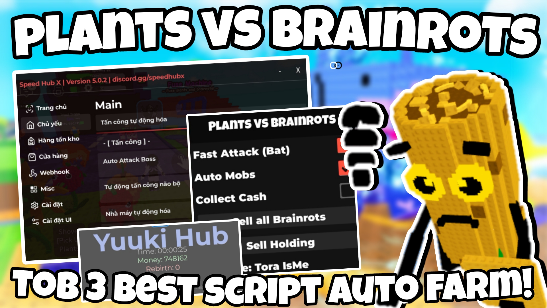 [⚔️]🌻Roblox Plant vs brainrots🌻|Top 3 best script auto farm|kaitun farm|speed & Tora & Yuuki|*FREE*