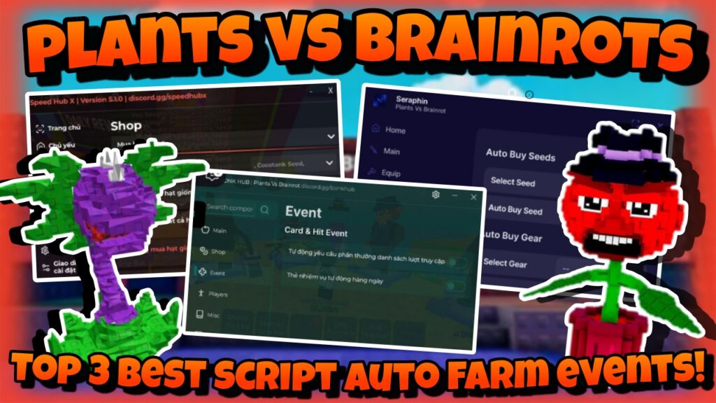 [OP]🌻Roblox script Plant vs brainrots🌻|Top 3 best script auto farm events|Menu Tiếng Việt|*KEYLESS*