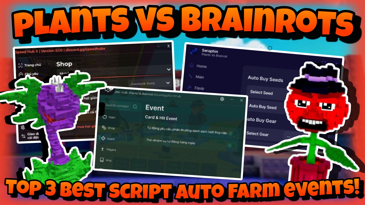 [OP]🌻Roblox script Plant vs brainrots🌻|Top 3 best script auto farm events|Menu Tiếng Việt|*KEYLESS*