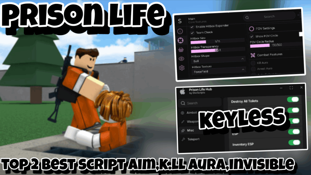 [OP]Roblox prison life|Top 2 best script aimbot,k.ll aura,invisible,speed,noclip..|*KEYLESS/FREE*