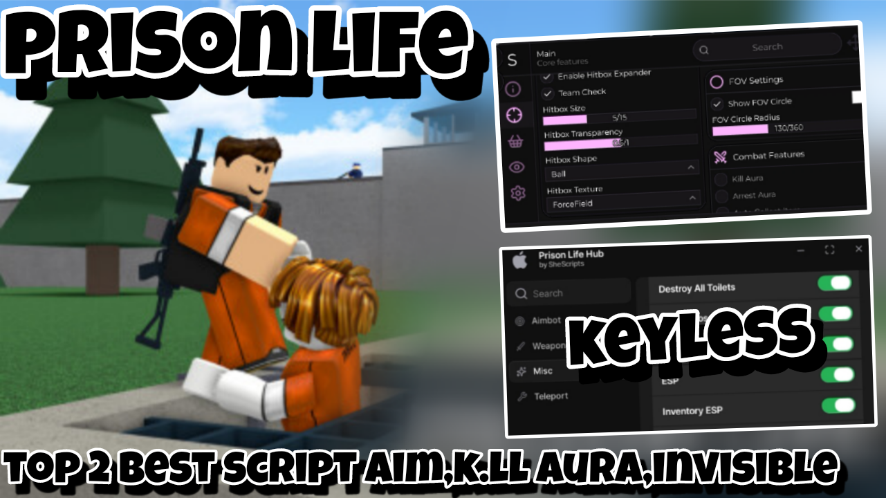 [OP]Roblox prison life|Top 2 best script aimbot,k.ll aura,invisible,speed,noclip..|*KEYLESS/FREE*