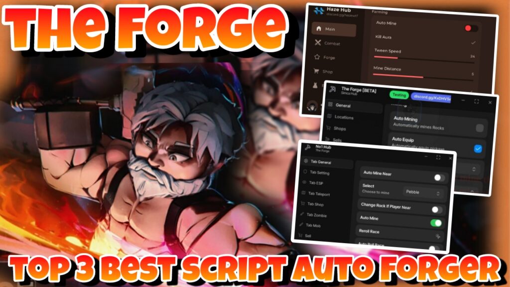 [OP]Roblox The Forge|Top 3 best script auto forger,mine,farm zombie|No1,Simca,Haze|KEYLESS/FREE