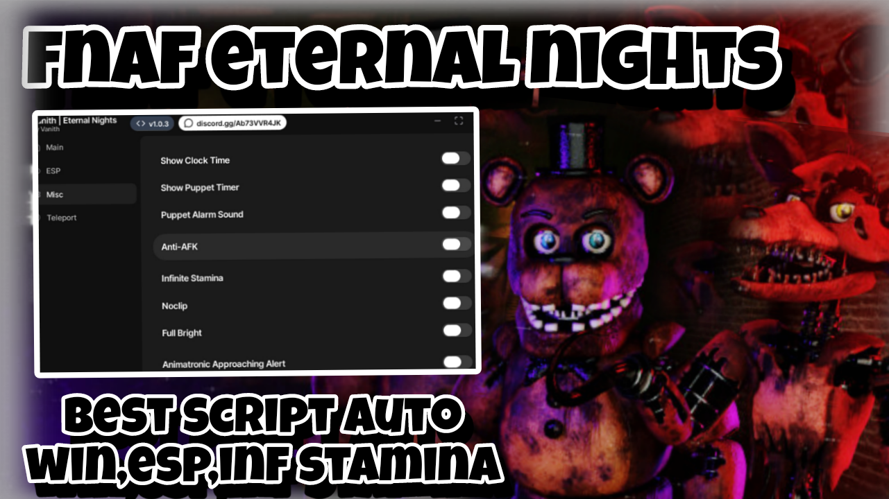 [KEYLESS]🍕Roblox fnaf eternal nights🍕|Best script auto win,farm coin,eps,inf stamina,..|*FREE*